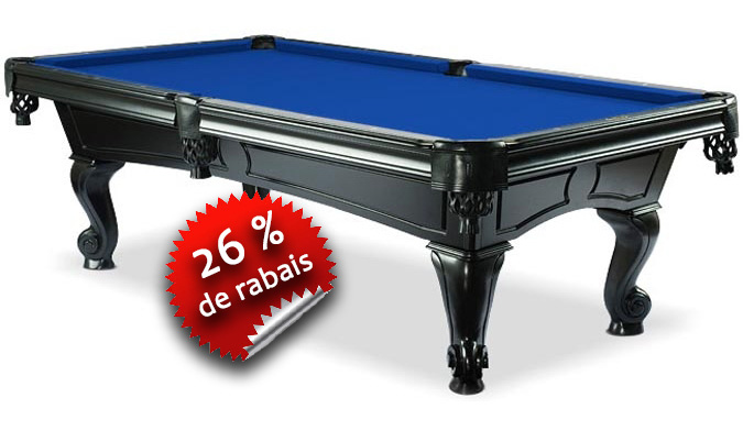 Table de Billard Majestic Amboise – Dimension: 4x8 pieds – Couleur noir – Panneau et bandes fabriqués en bois massif – Ardoise naturelle de 1 pouce d’épaisseur – Poches en cuir véritable – Tapis traités au téflon disponibles en plusieurs couleurs – Garantie 25 ans du manufacturier – Ensemble d'accessoires de base inclus - table billard quebec