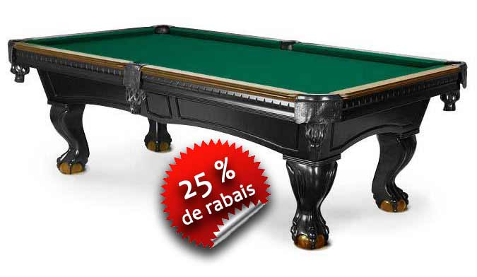 Table de Billard Majestic Pinnacle 2 tons – Fini noir avec accents de teinte noyer foncé – Dimension: 4x8 pieds – Ardoise naturelle de 1 pouce d'épaisseur – Pattes griffes - Poches en cuir noir – Tapis traité au téflon et plusieurs choix de couleurs disponibles – Garantie 25 ans du fabriquant – Trousse d'accessoires de base incluse - table billard quebec