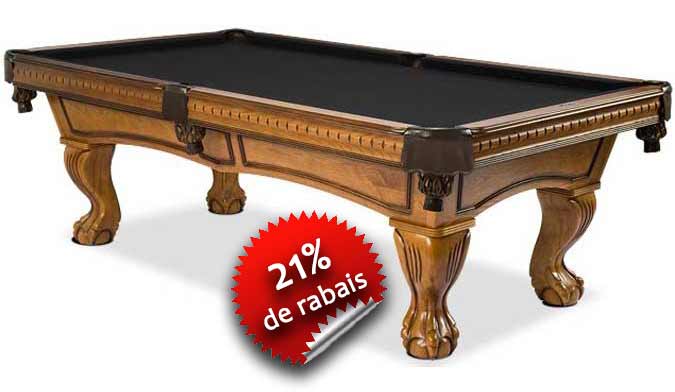 Table de Billard Majestic Pinnacle – Dimension: 4x8 pieds – Fini chêne de couleur miel – Ardoise naturelle de 1 pouce d'épaisseur – Pattes griffes – Poches en cuir noir – Tapis traité au téflon et plusieurs choix de couleurs disponibles – Garantie 25 ans du fabriquant – Trousse d'accessoires de base incluse - table billard quebec